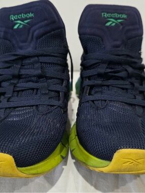 Reebok Navy Sneakers with Green and Yellow Accents